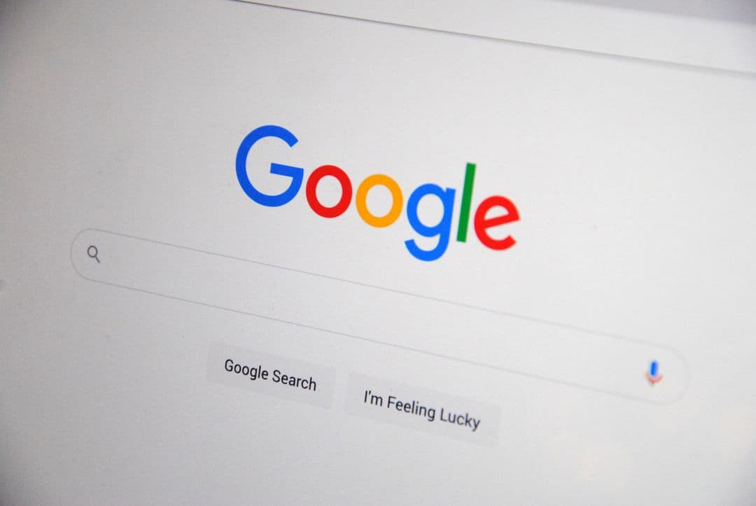 Close-up of the Google search homepage on a screen