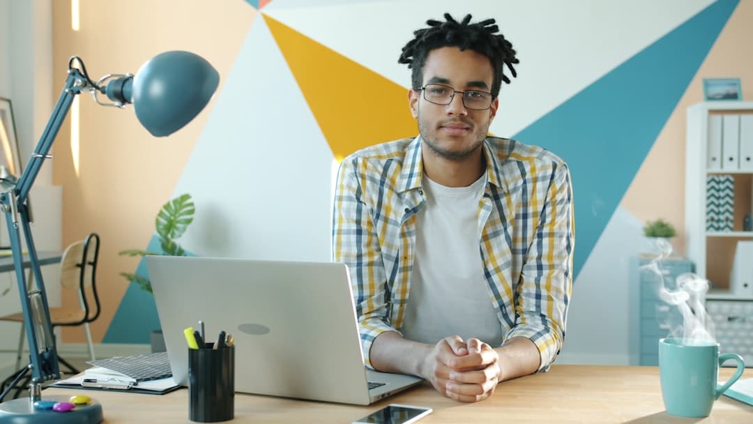 Small business owner laptop office